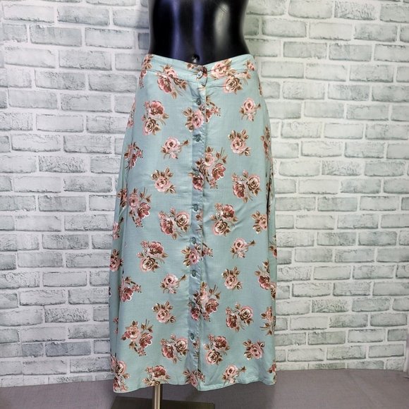 Vintage 90s Y2K Jantzen Petite 10P‎ Cottagecore Floral Broomstick Midi Skirt - Picture 1 of 10
